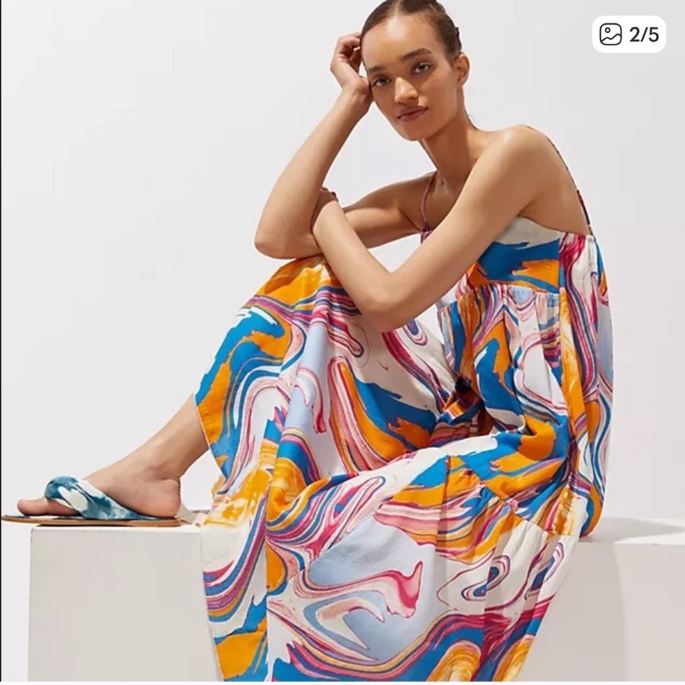 Peter Som for Anthropologie marble maxi dress size XS 100% cotton